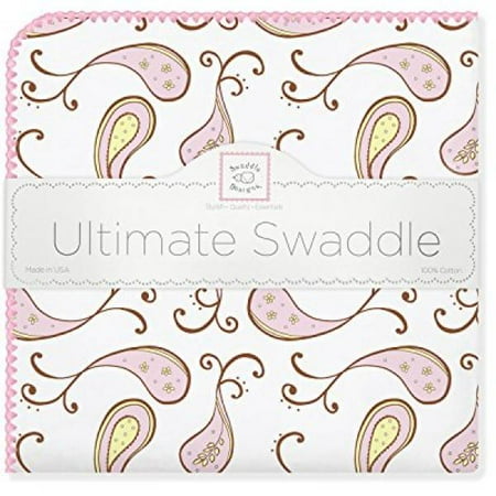 - SwaddleDesigns Ultimate Swaddle Blanket, Made in USA, Triplets Paisley, Pastel Pink