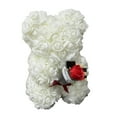 thumbnail image 2 of White Plastic Rose Bear Ornament for Home & Office Decor, Gift for Girlfriend's Birthday and Special Occasions, 2 of 6