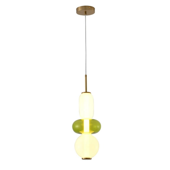 Living Design 1 Light Gold Metal LED Pendant With Glass Shade
