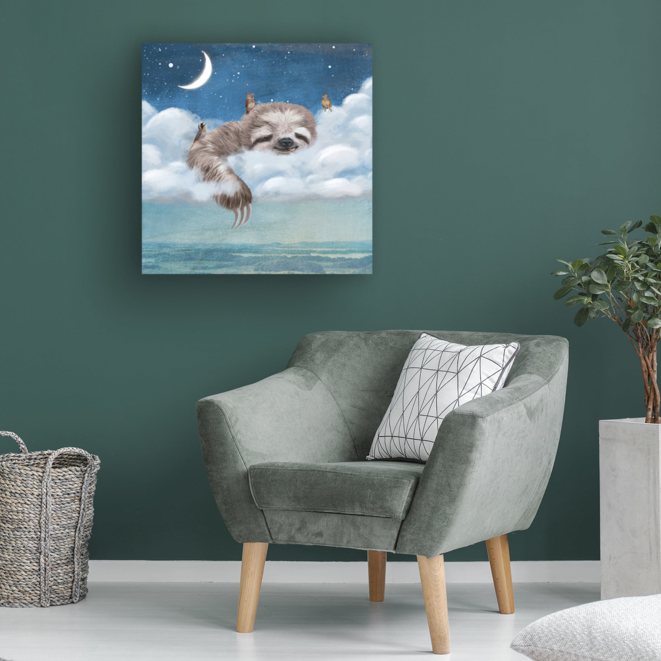 Canvas Wall Art - Paula Belle Flores 'A Sloths Dream' Wall Art for Living Room, Bedroom, or Office Décor by Trademark Fine Art - 24 x 24 Inches