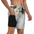 thumbnail image 2 of Sigee Pumpkin And White Marble Print Mens Swim Trunks with Compression Liner Quick Dry Swim Stretch Beach Shorts with Pockets,S-3XL, 2 of 7