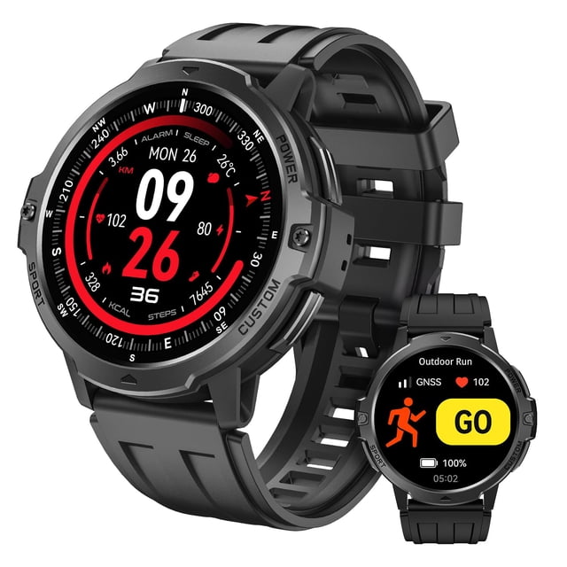 Smartwatch Ynwinste de 1,46" con GPS, 3 ATM, 100+ deportes, negro