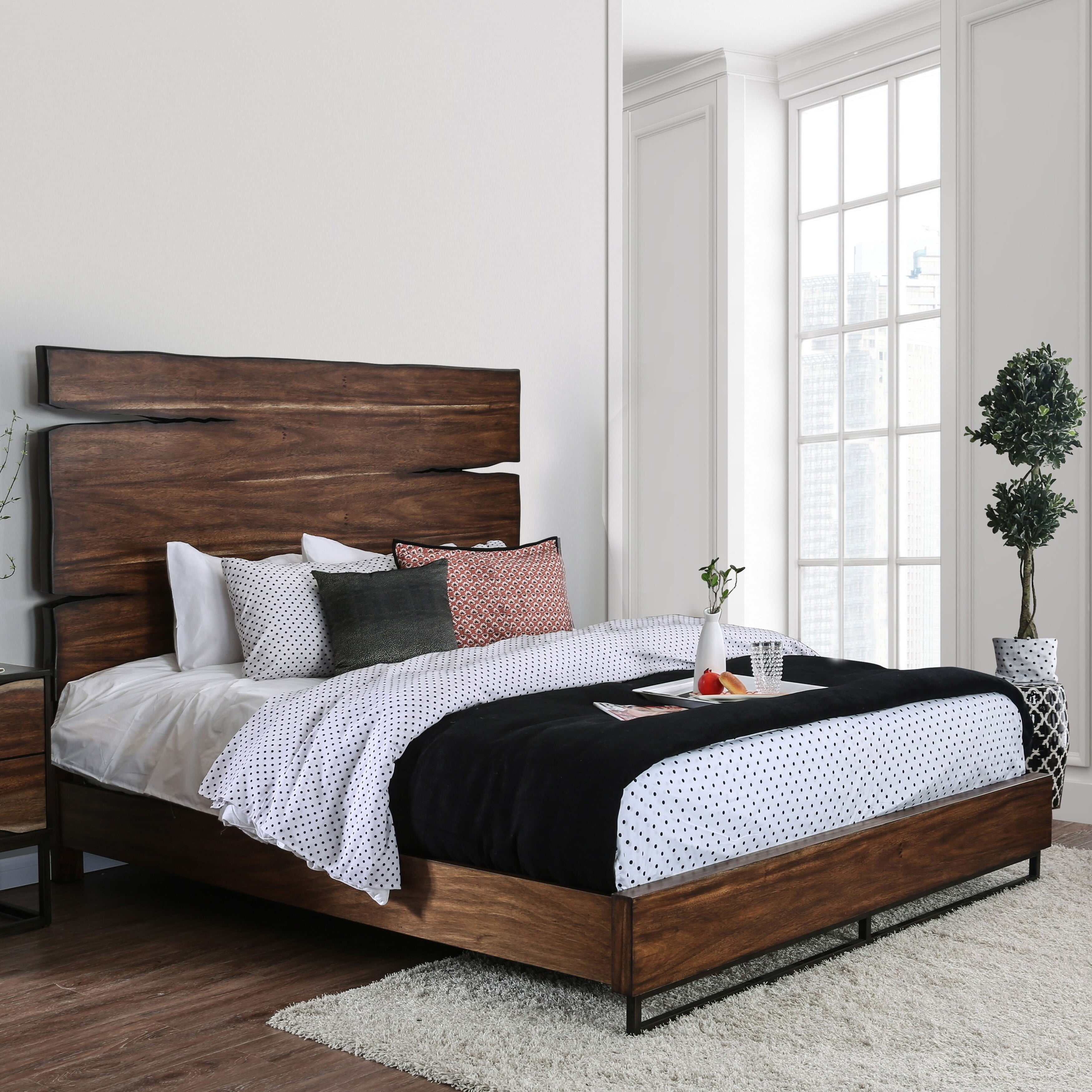 Carbon Loft Bourdain Rustic Dark Oak Wood Bed California King