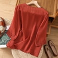 thumbnail image 4 of DHFJKG T Shirt For Women Boho 3/4 Sleeve Floral Embroidered Notch V Neck Summer Beach Loose Fit Tunic Top Comfortable Stylish Tops, 4 of 9