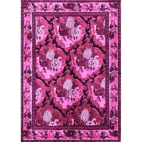 Ahgly Company Indoor Rectangle Animal Pink Traditional Area Rugs, 2' x 3'