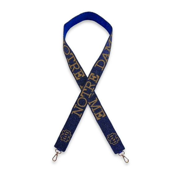 Lashicorn Indiana Beaded Purse Strap Navy Blue and Gold College Game Day Clear Handbag Replacement Strap Stadium Football University 49 Gold Hardware Clips for Bag Sports