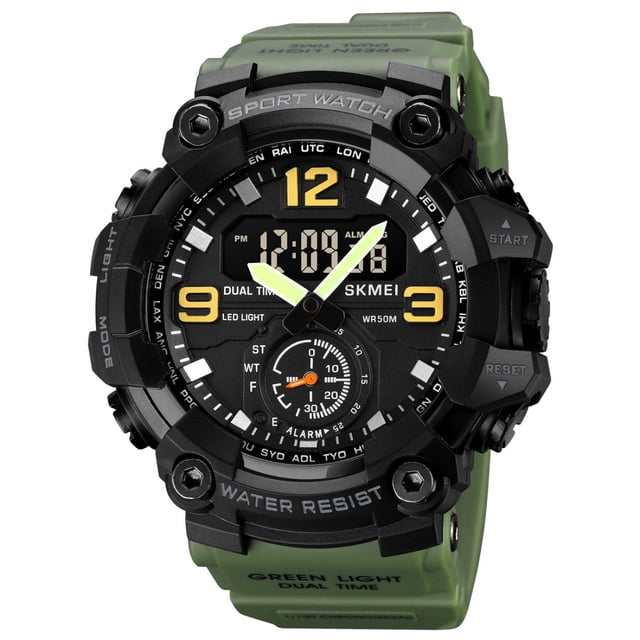 Herunwer Men's Digital Camo Sport Watch, LED Backlight, Water Resistant with Alarm and Stopwatch