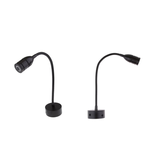 Cabecera de lámpara De Lectura De Cabecera LED De Cuello De 2X 12V 2W 6000K Con Interruptor Negro