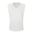 thumbnail image 2 of LEAVINGSUO Womens Tops Going Out Tops 2024 Casual Ladies Fashion Solid Sleeveless V-neck T-Shirt with Shoulder Pad Loose Vest, 2 of 4