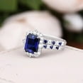 thumbnail image 3 of beryl_creation 2.60 Ct Emerald Cut Blue Sapphire & Diamond Wedding Engagement Bridal Ring Set 14K White Gold Plated 925 Sterling Silver For Women's -8, 3 of 3
