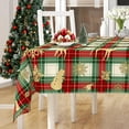 thumbnail image 2 of Eikione Christmas Table Cloths Rectangle 60 X 84, Red-and-Green Checked Table-Cloth Reindeer Snowflake, Wipeable Table Cover for Party, 2 of 5