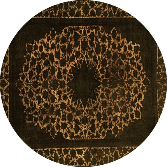Ahgly Company Indoor Round Abstract Orange Modern Area Rugs, 4' Round