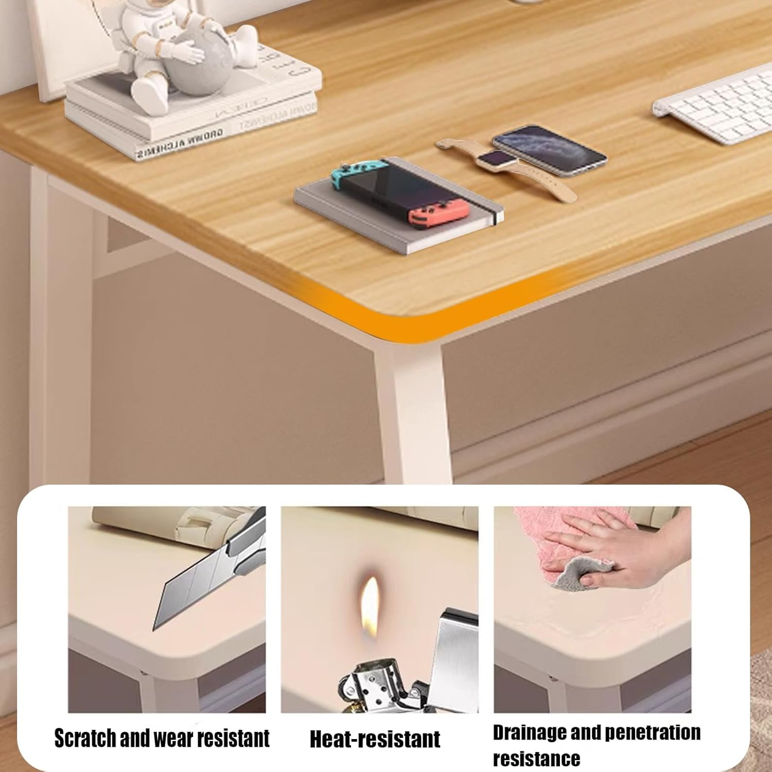 Computer Desk Modern Simple Style Desk for Home Office, 31.5 inch Small Writing Table or Bedroom,Natural