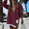 thumbnail image 4 of Women's Sweatshirts 2025 Fall Winter Long Sleeve Crewneck Zipper Slit Casual Pullover Tops Sweatshirt for Women, 4 of 6