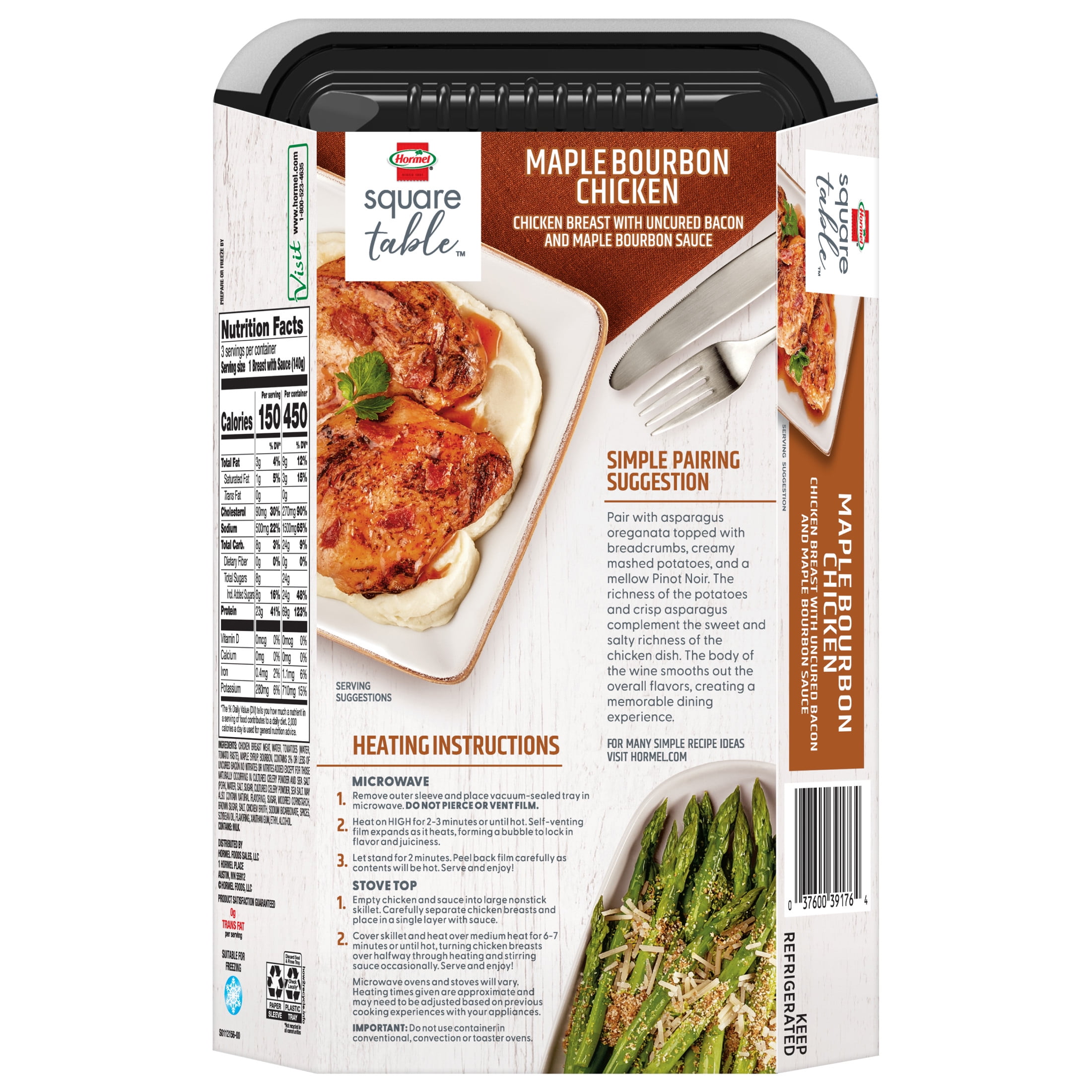 HORMEL SQUARE TABLE Maple Bourbon Chicken with Bacon, 15 oz Tray