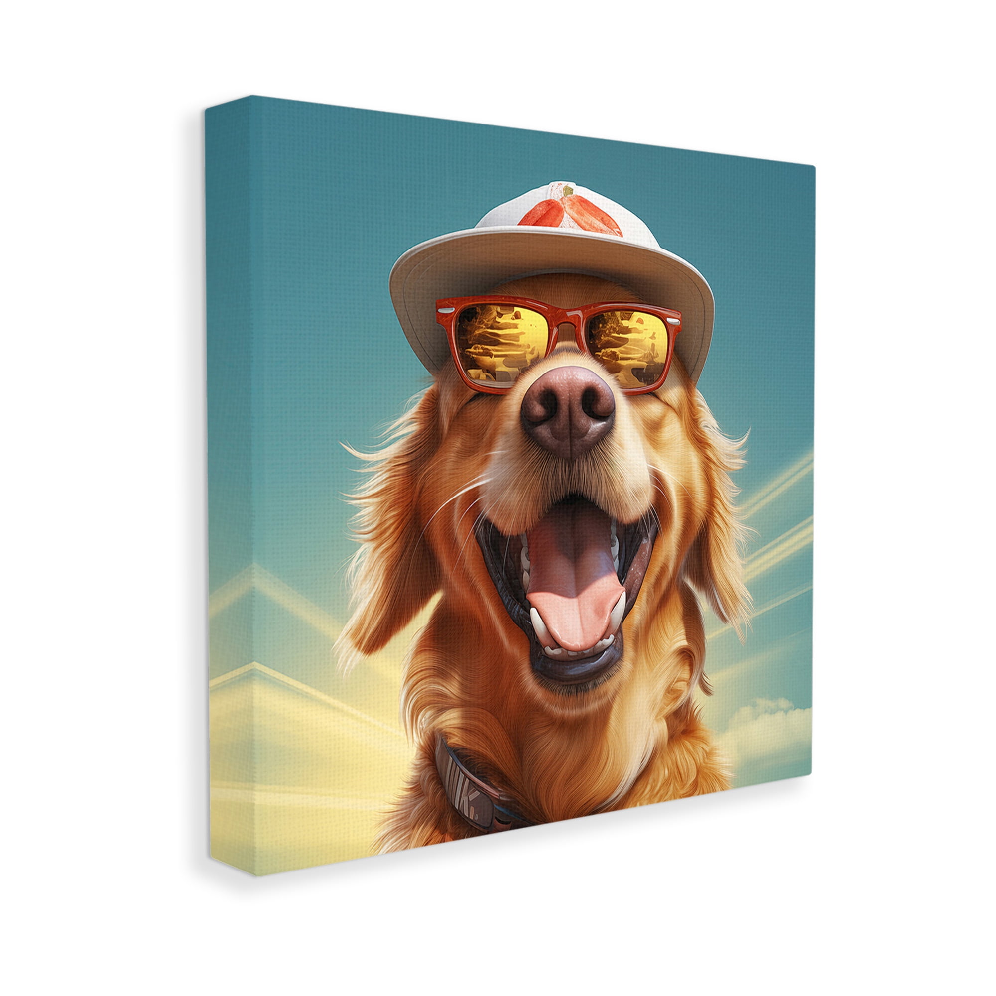 Stupell Industries Happy Sunlit Dog Animals & Insects Painting Gallery Wrapped Canvas Art Print Wall Art, 36 x 36