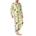 thumbnail image 2 of Naloa Green And Purple Grapes Men’s Pajamas Set - Long Sleeve Button Down Sleep Shirt and Pajama Bottoms Sleepwear Set-Small, 2 of 7