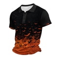 thumbnail image 2 of IAJDKMEK Halloween Men's Short Sleeve Polo Shirt - Collared Knit Shirt Breathable Summer Shirt for Holiday Wear, Daily, Golf Shirt & Costume,Orange S, 2 of 7