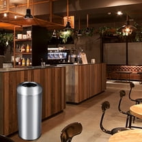 17 Gal / 65L Open Top Trash Can Commercial Grade Heavy Duty Tall Commercial Trash Can Brushed Stainless Steel for Outdoor | Kitchen Waste Bins for Home, Office, Restaurant, Restroom