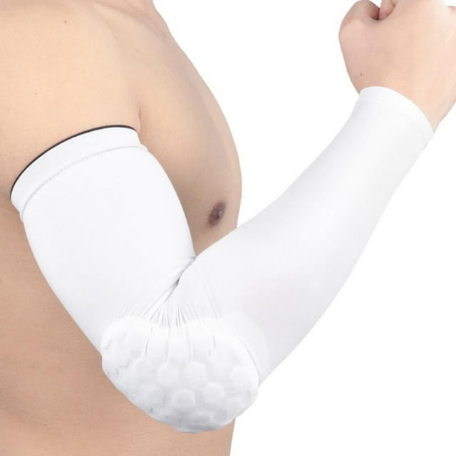 LEEYNEER Padded Sleeve Compression Sleeve w/ Elbow Pad for Football Volleyball Baseball Protection Youth & Adult Sizes Sold as Single Unit (1 Sleeve)