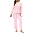 thumbnail image 1 of INSPIRAR CHIC Conjunto de Pijamas de Flanela Cálida de Mujer con Corazón y Estrella, con Pantalones de Forro de Piel de Terciopelo M Rosa, 1 of 4