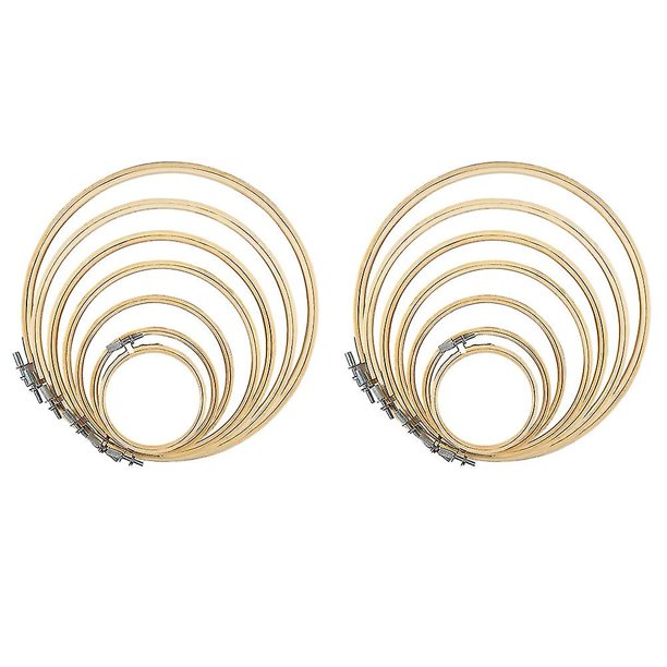 Juego de aros de bordado de 14 Uds., anillo de aro cruzado circular de bambú de 3,2 pulgadas a 10,2 pulgadas, Compatible con bordado y C