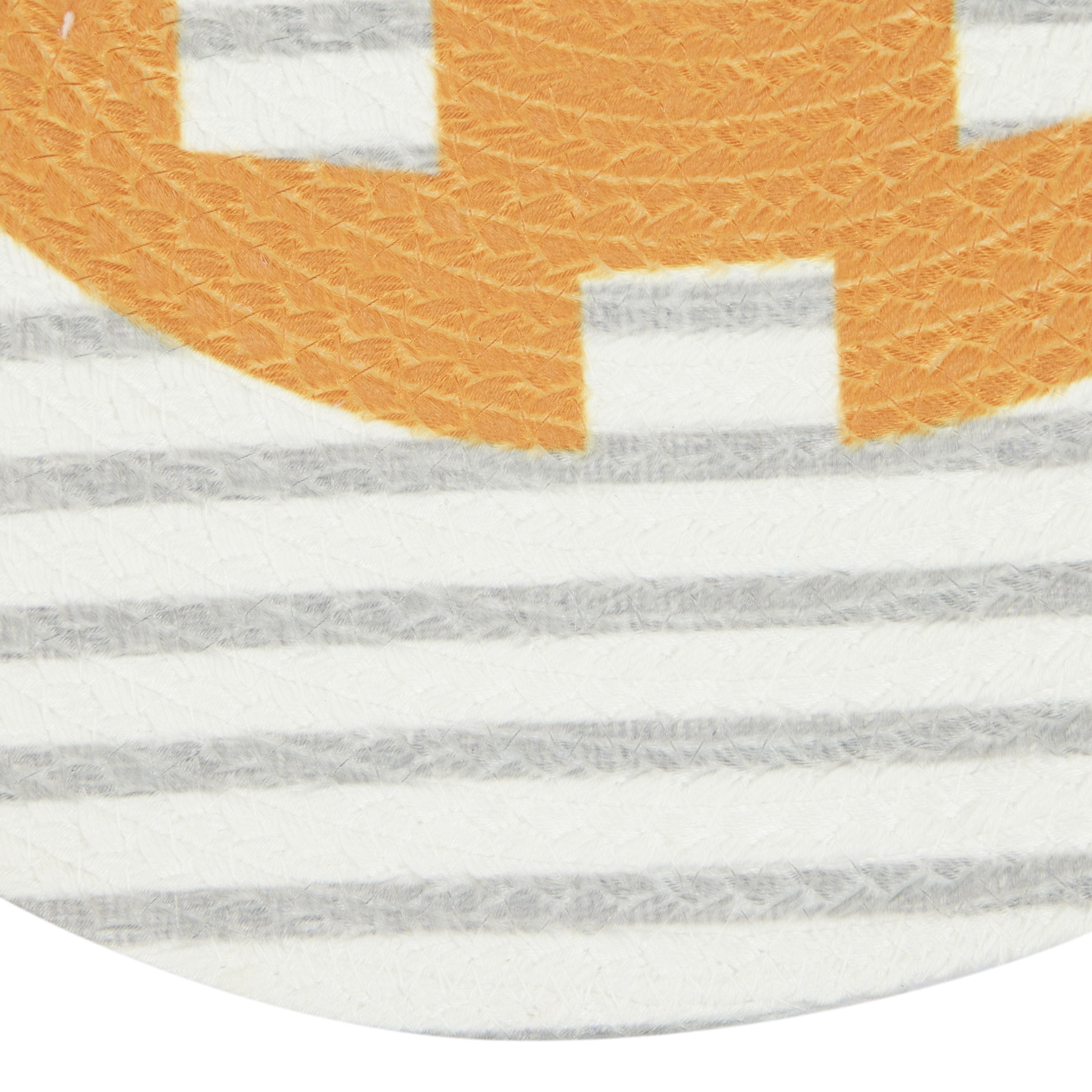 Pumpkin Stripe Round 4 Pack Table Placemat Set - 15" Diameter - 100% Polyester, Multi-color