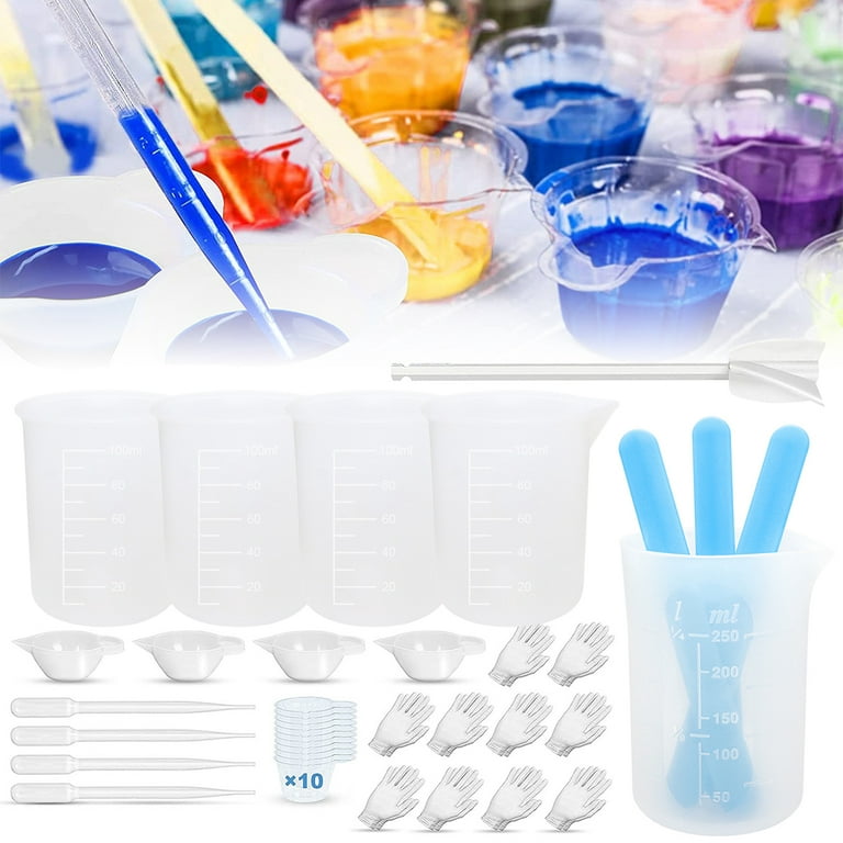 Useful Reusable Resin Tools Kit Silicone Mixing Cups Measuring Cups  Stirrers