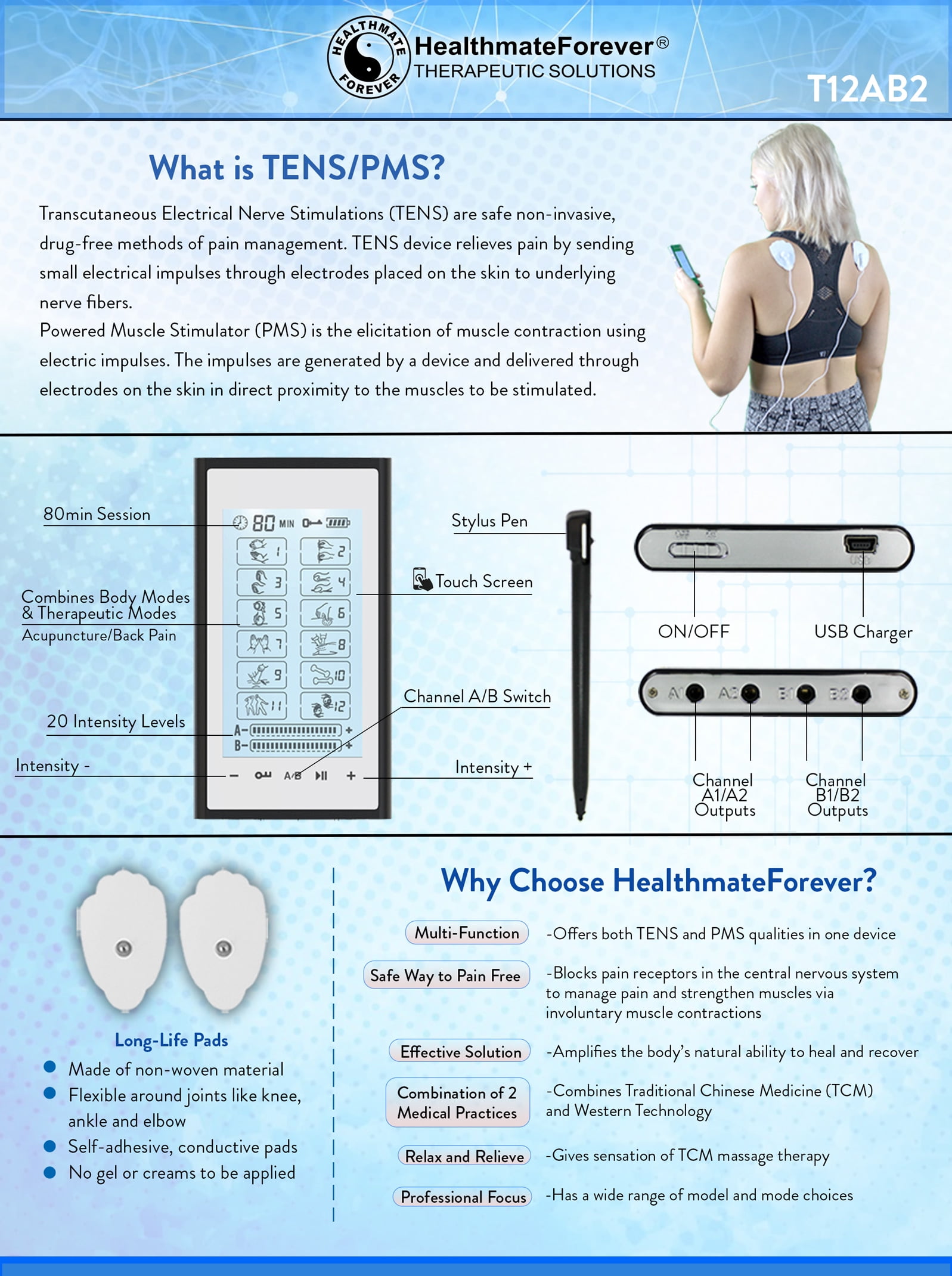 HealthmateForever T12AB2 Touch Screen Professional Grade