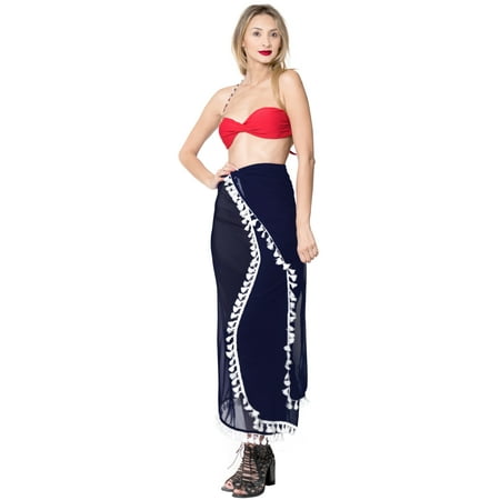 HAPPY BAY Women s Summer Beachwear Sarong Coverups for Women Beach Wraps Skirt Swimwear Bikini Swim Cover ups One Size Navy  Solid