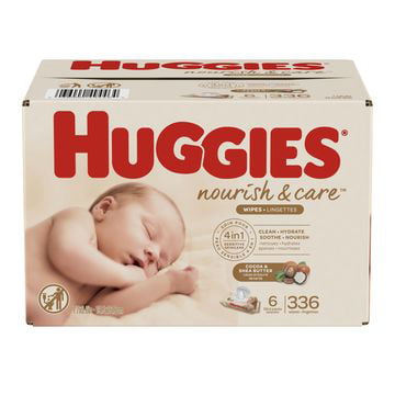 Huggies Nourish & Care Baby Wipes, 6 Flip-Top Packs, 56 Ct (336 (Huggies Wipes Best Price)