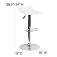 thumbnail image 6 of Flash Furniture Contemporary White Vinyl Adjustable Height Barstool with Solid Wave Seat and Chrome Base, 6 of 12