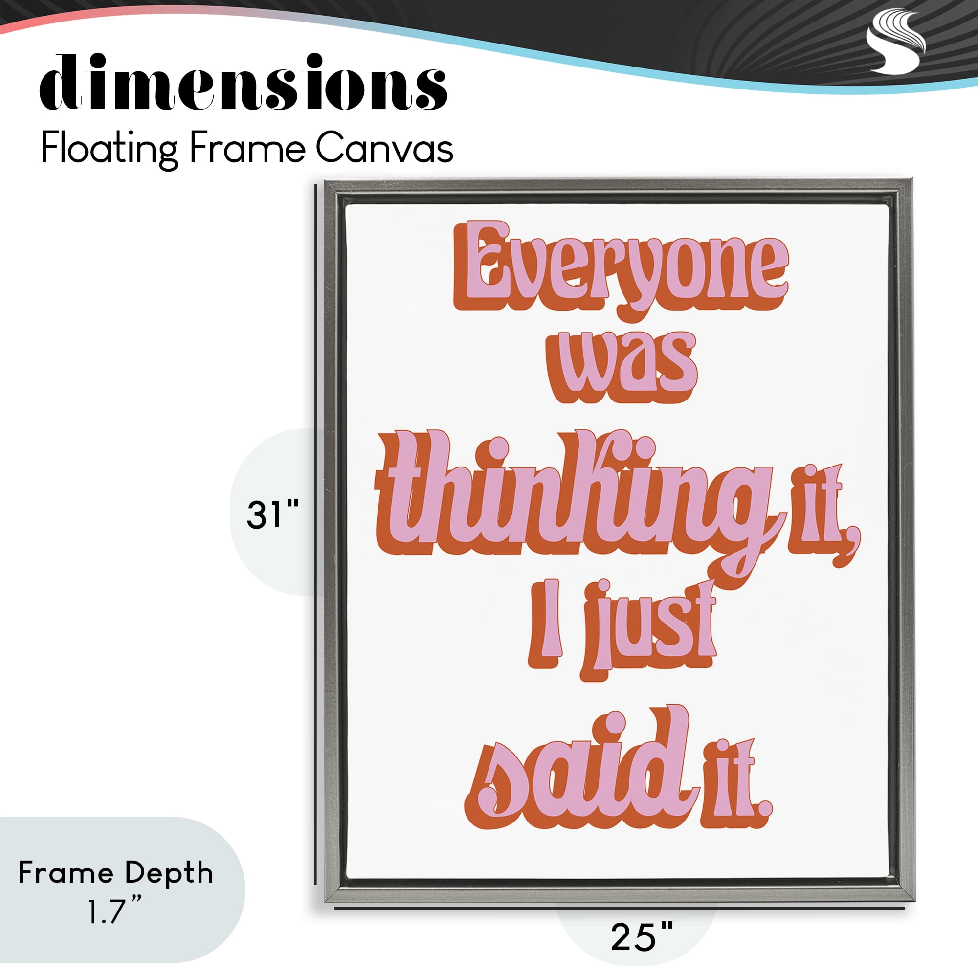 Stupell Industries Everyone Was Thinking It Gray Framed Floater Canvas Wall Art, design by Elizabeth Medley