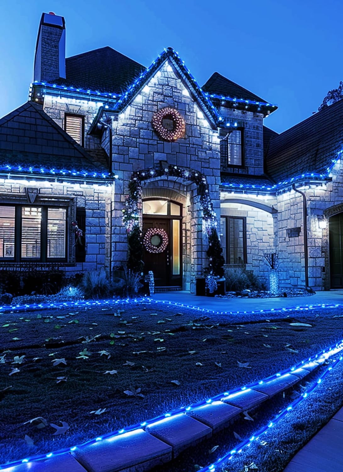 Solar Rope Lights, 2 Pack  IP65 Waterproof Solar Outdoor Lights, Solar Powered Fairy Lights with 8 Lighting Modes for Party Garden Yard Home Holiday Tree Decoration