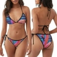 thumbnail image 3 of Naloa Digital Flamingo Vibrant Art Print Women Halter Bikini Set ,Two Piece Triangle Swimsuit,Tie Bathing Suit,Sexy Triangle Two Piece Swimwear, 3 of 5