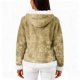 thumbnail image 4 of Women's Casual Fashion Long-Sleeve Zip-Up Fleece Hooded Cardigan with Christmas Print, Cozy and Warm for Winter Season,Gold,S, 4 of 5