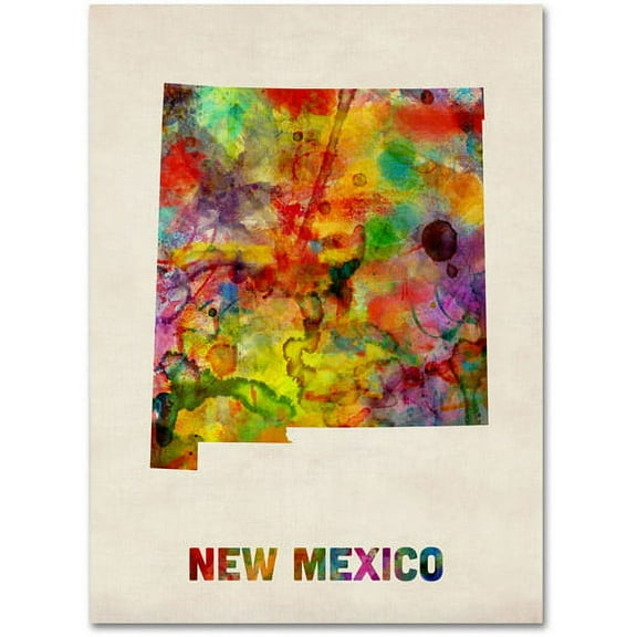 Trademark Fine Art "New Mexico Map" Canvas Wall Art by Michael Tompsett