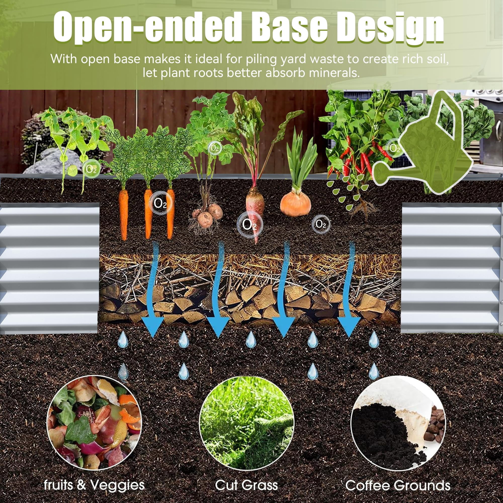 AsterOutdoor Galvanized Raised Garden Bed Metal Planter Box 6x3x1.5 ft – for Vegetables, Fruits & Flowers, Silver