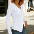 thumbnail image 4 of Women Fitted Button Down Tops Long Sleeve Asymmetrical Cropped Going Out Shirts Modal Spring Trendy Blouses, 4 of 6