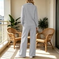 thumbnail image 4 of QSXADF Fall 2 Piece Sweatsuits Women Casual Tracksuit Set Solid Collared Long Sleeve Elastic Waist Pocket Pants Set Daily Women Fall Winter Outfits, 4 of 6