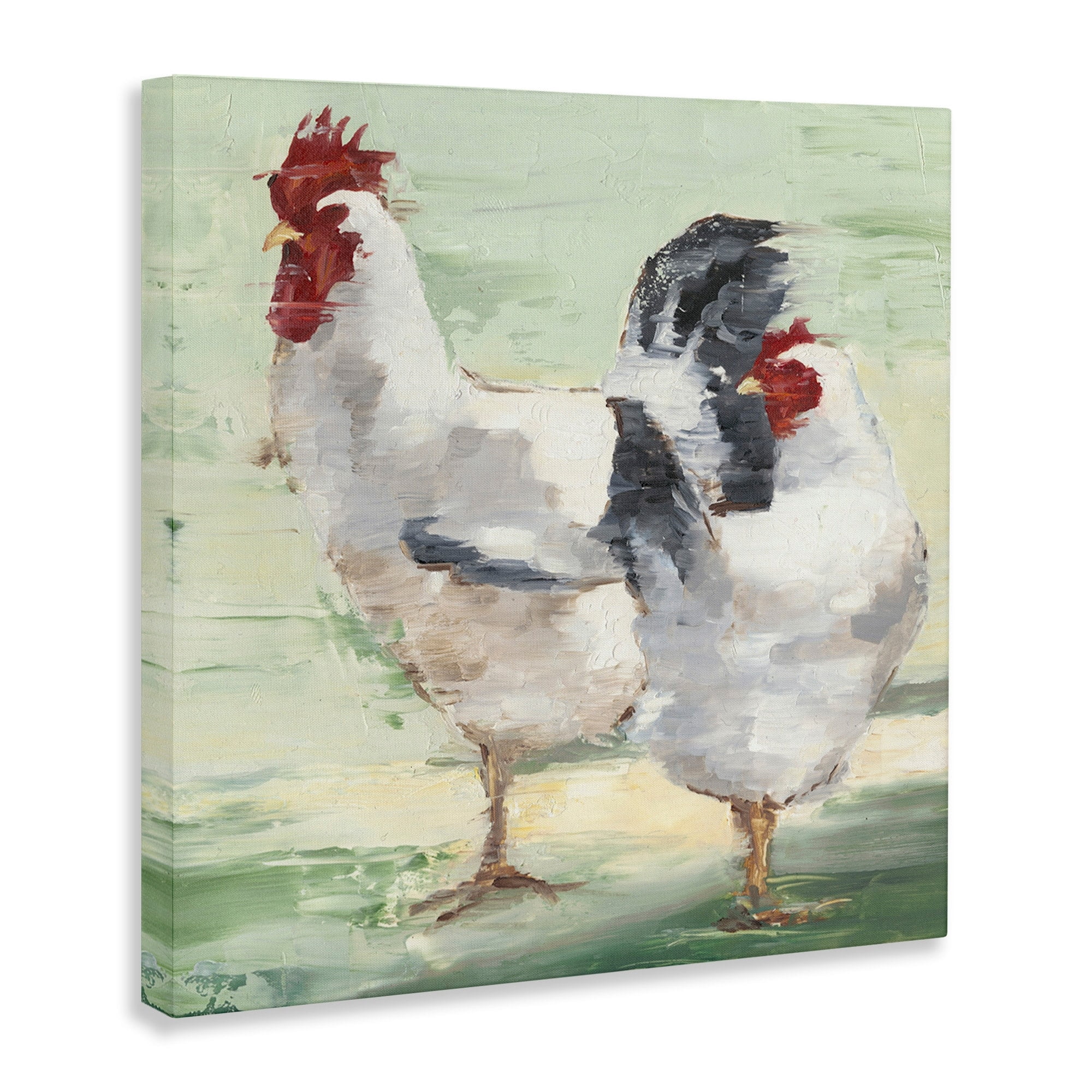 Stupell Industries Farmhouse Chickens Hens Painting Animals & Insects Painting Gallery Wrapped Canvas Print Wall Art
