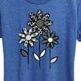 thumbnail image 3 of Instant Message - Gray Patterned Flowers - Women's Short Sleeve Graphic T-Shirt, 3 of 6