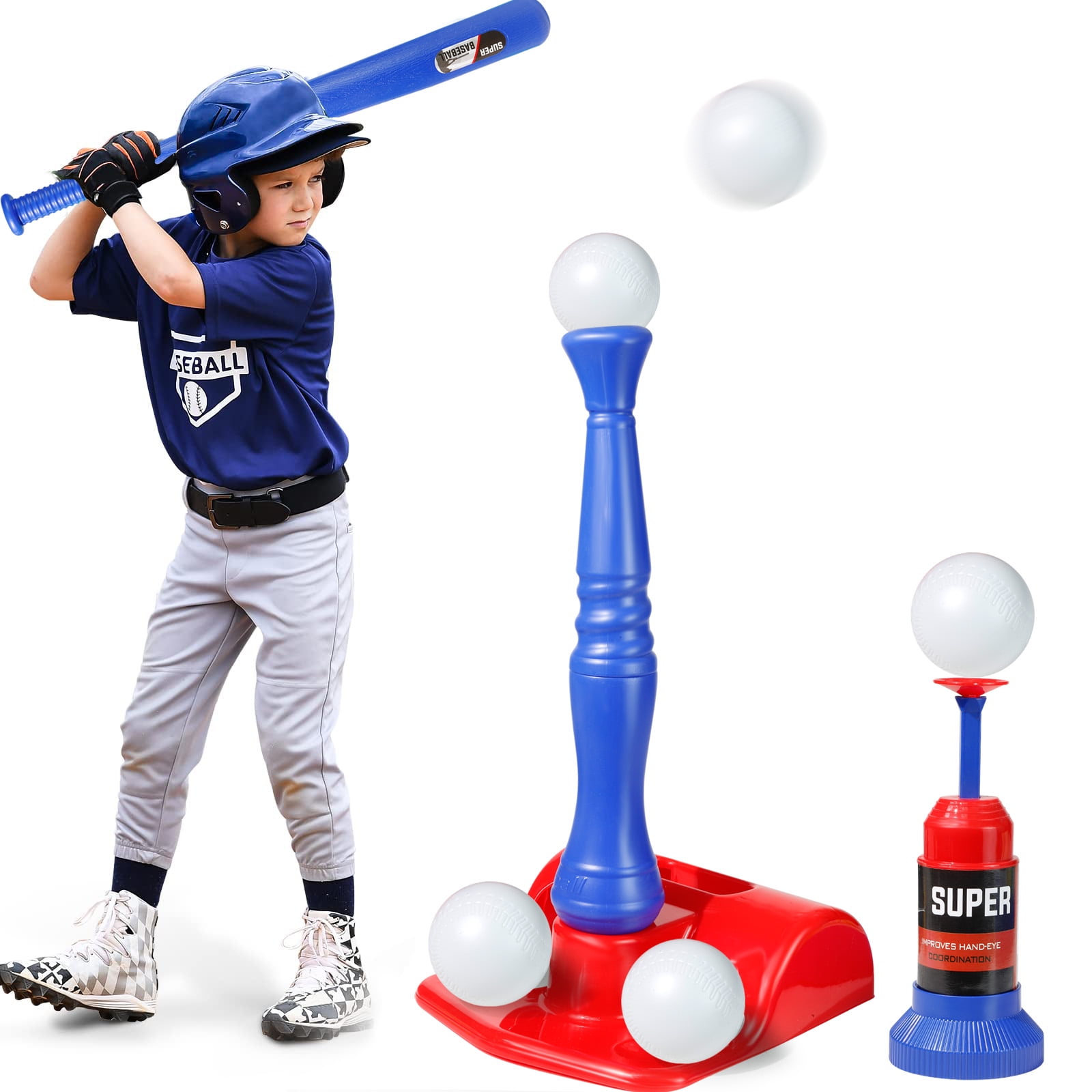 Cascat 4 Pcs Kids Baseball Sports Toy Set,Outdoor Parent-Child Ball Sports Toys 