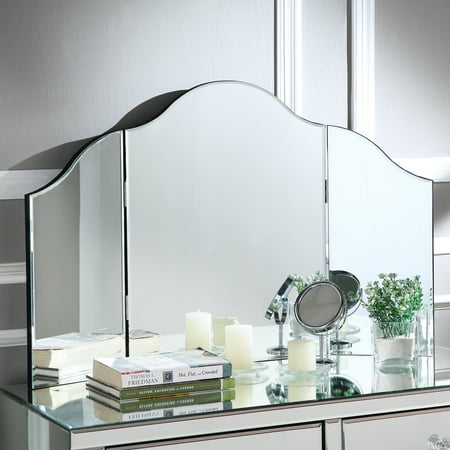Contemporary Swivel Storage Mirror Mokella Tri-fold Tabletop Vanity Mirror - Frameless | Modern and Contemporary | Inspired Home ()