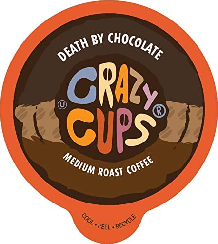 Crazy Cups Flavored Coffee for Keurig K-Cup Machines, Death by Chocolate, Hot or Iced Drinks, 22 Single Serve, Recyclable Pods