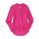 thumbnail image 1 of Aeropostale - Camiseta henley semitransparente para mujer, rosa, extragrande Aeropostale henley, 1 of 1