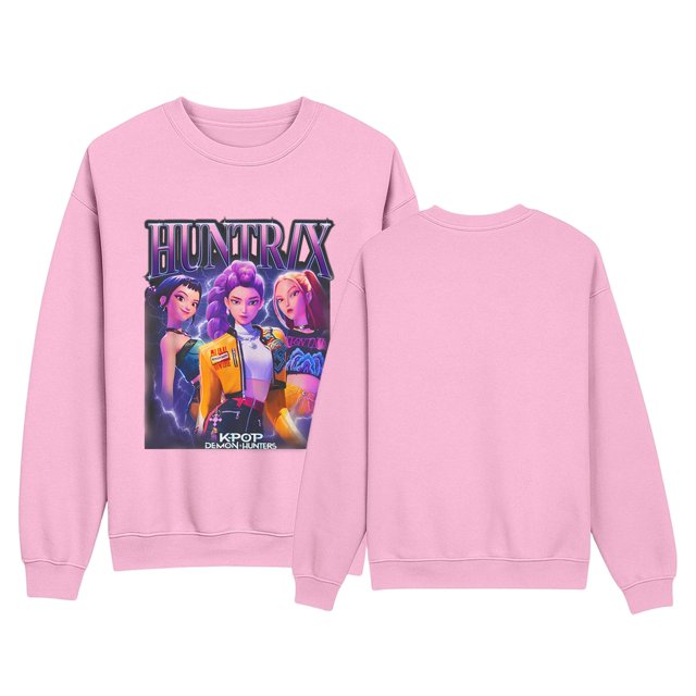 Kpop Demon Hunter Huntrix Merch Sweatshirt Women Men Casual Crewneck Long Sleeve Pullover Clothes Crewneck Sweatshirt For Women Fall#Pink S