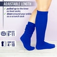 thumbnail image 3 of MDR Women's Extra Long Heavy Slouch Cotton Socks Made in USA 1 Pair Size 9 to 11 (Blue), 3 of 7