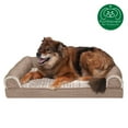 thumbnail image 3 of FurHaven Pet Products Luxe Fur & Performance Linen Cooling Gel Top Sofa Pet Bed for Dogs & Cats - Woodsmoke, Large, 3 of 13
