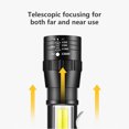 thumbnail image 5 of YUVA 1000 Lumens Super Bright LED Flashlight with M77 Chip, 3 Modes (High/Low/Strobe), Zoomable, IPX6 Waterproof, 1200mAh USB Rechargeable ABS Torch for Camping Hiking Emergency, 5 of 9